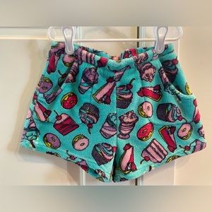 Candy Pink donuts cakes milkshakes Pajama Fleece Shorts size 10-12